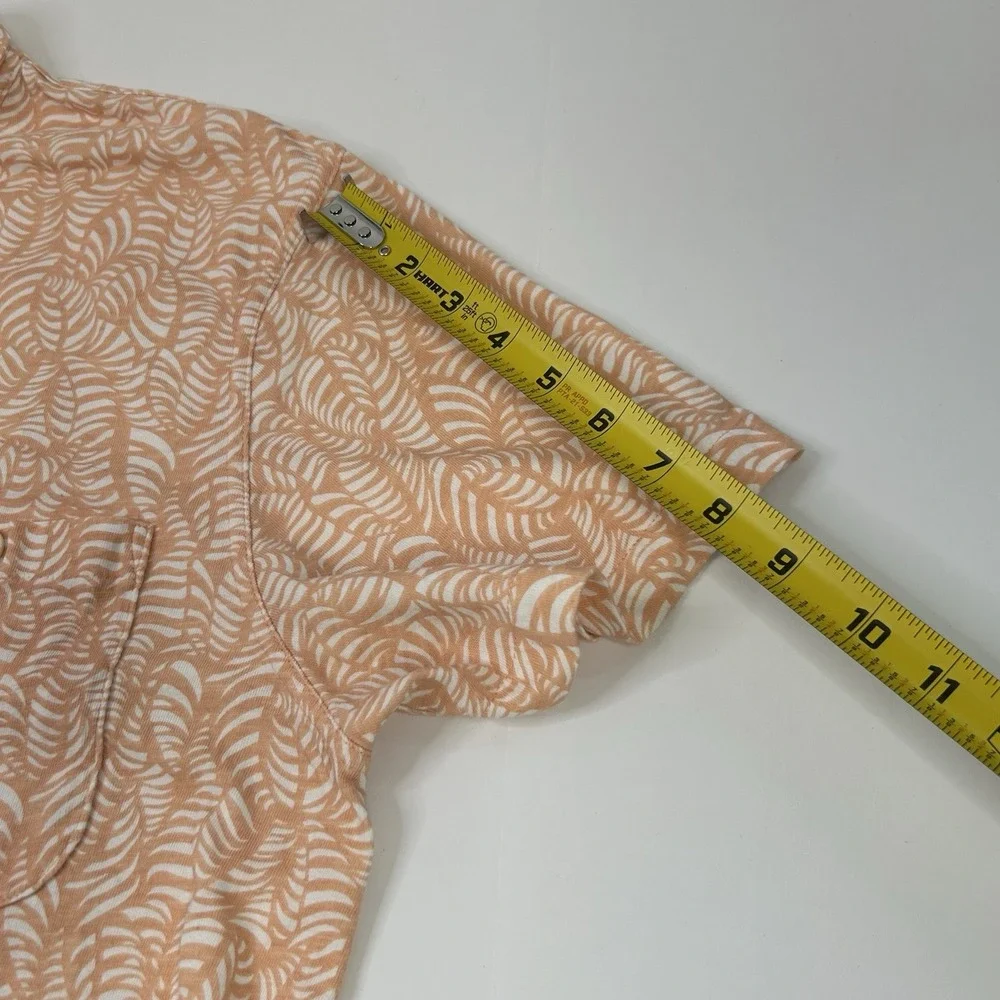 J.Crew Short Shirt Mens XL Slub Cotton Light Orange White Button Up Camp Pockets